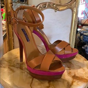 Designer Ralph Lauren 2 tone platform heels